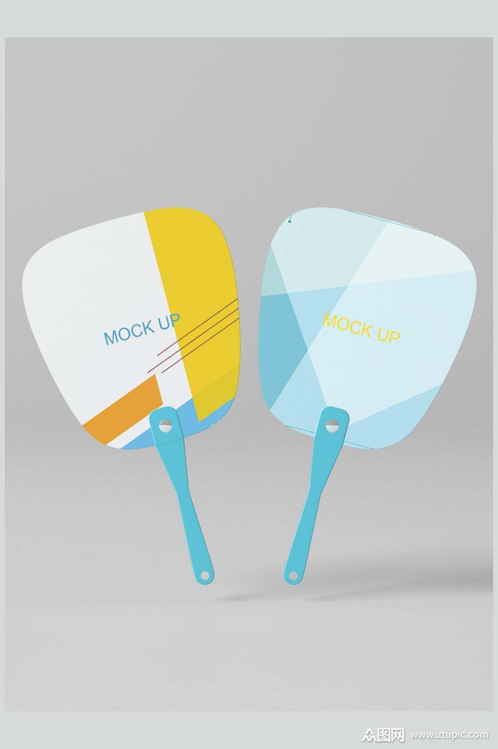 几何图形塑料扇子样机素材