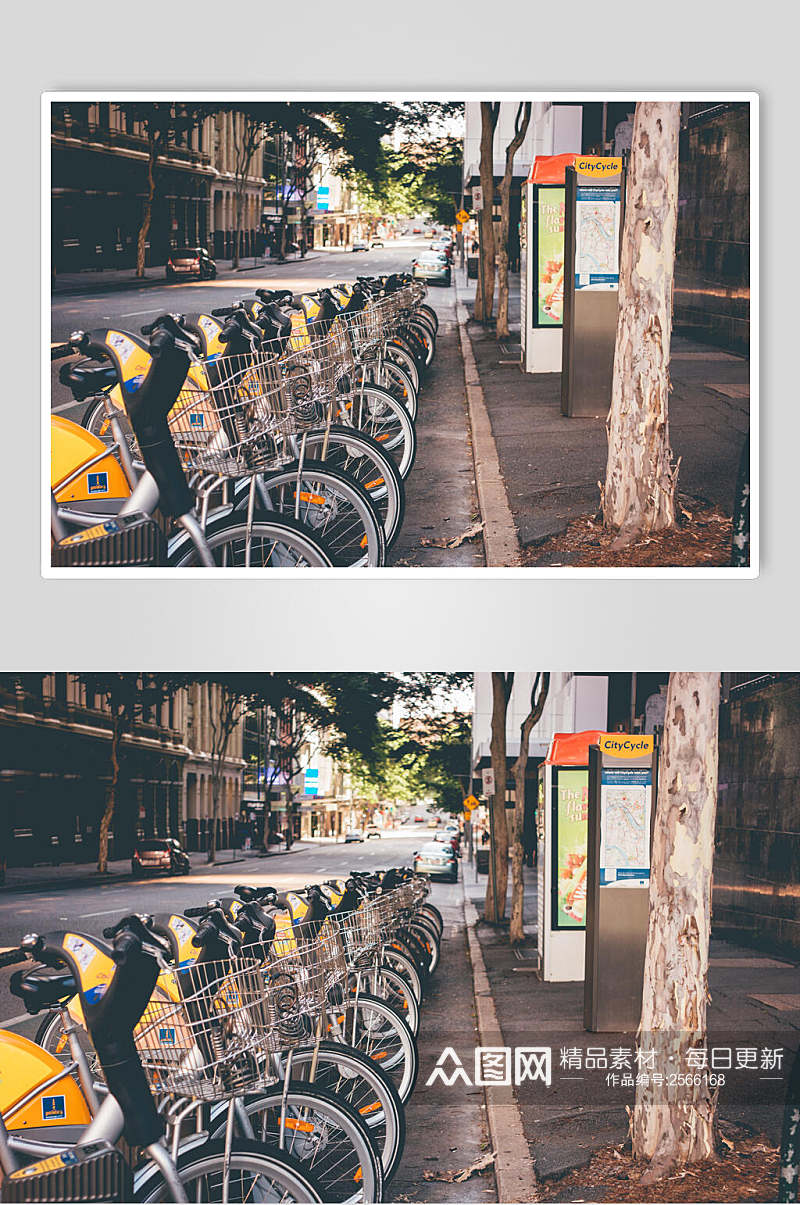 共享单车建筑城市摄影图素材