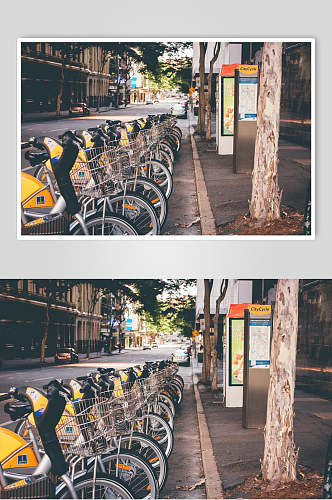 共享单车建筑城市摄影图