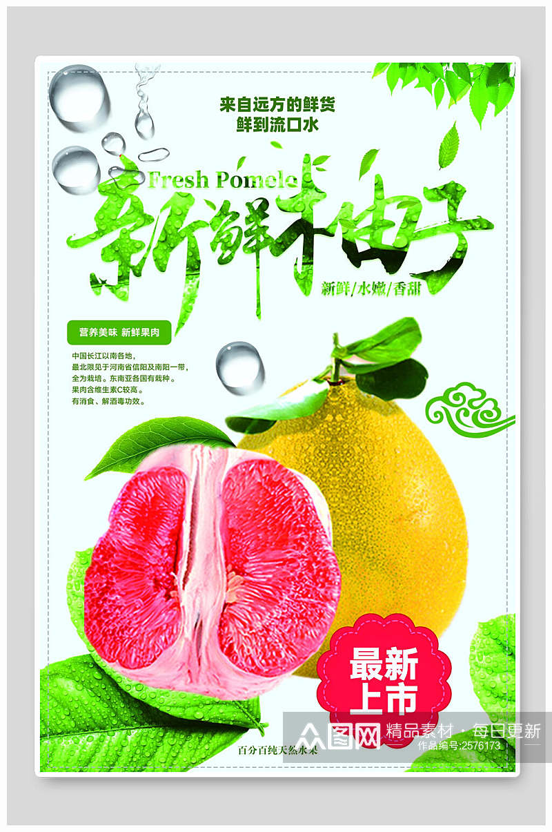 新鲜柚子水果食物宣传海报素材