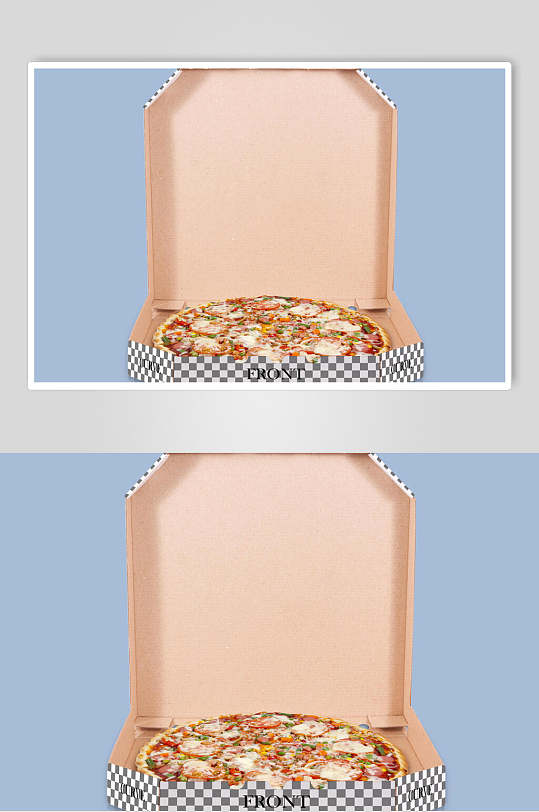 简约棋盘格子披萨外卖打包盒样机