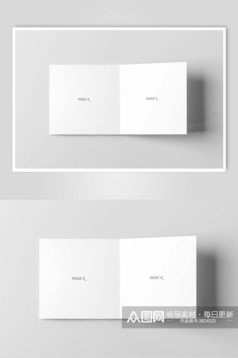 白色极简卡片四折页样机素材
