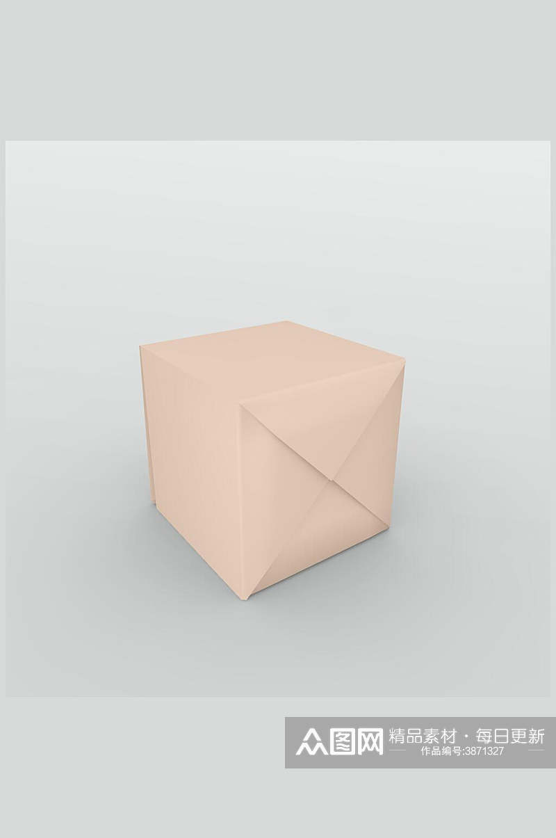 简约粉色正方体纸箱包装盒样机素材