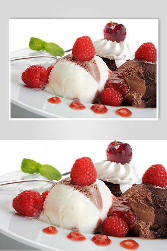 健康美味草莓水果冰淇淋摄影图片