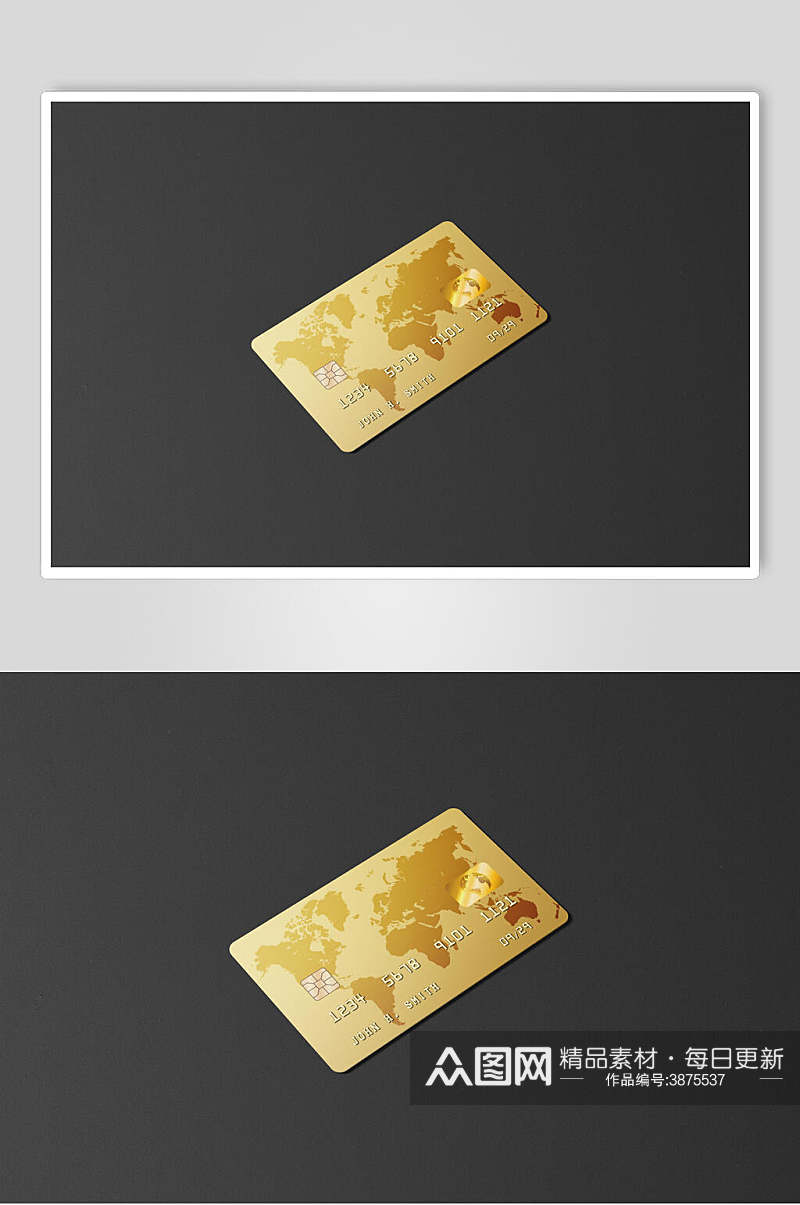 银行卡金色信用卡设计样机素材