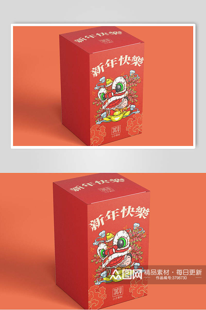 中国风时尚新年包装礼盒样机素材