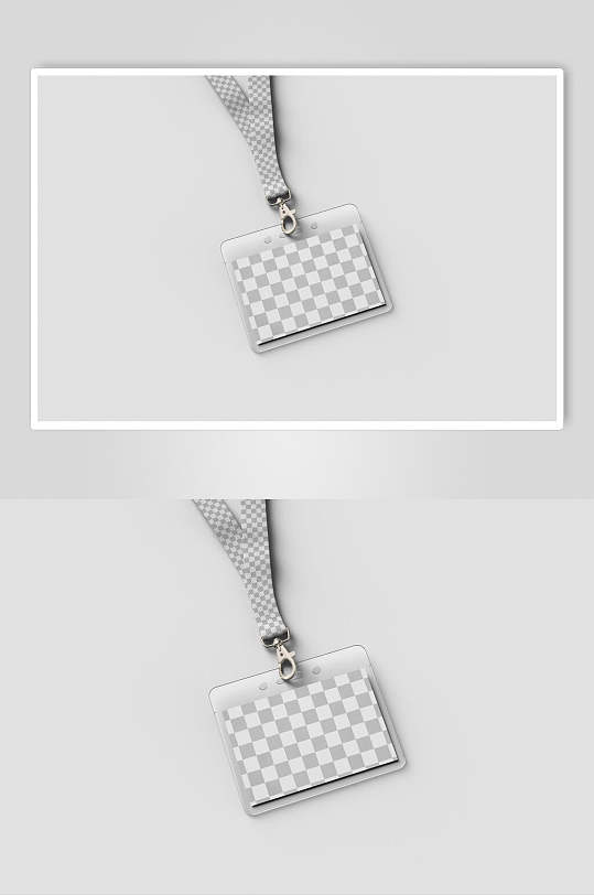 灰白格子工牌工作证样机-众图网