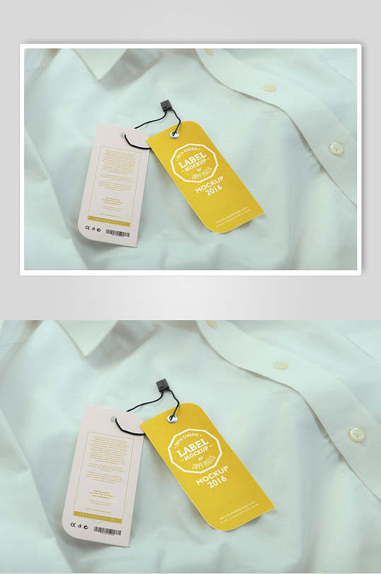 黄色白色简约衣服吊牌样机设计