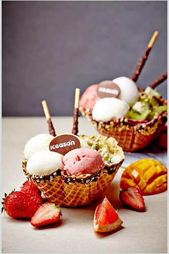 新鲜水果冰淇淋食品图片