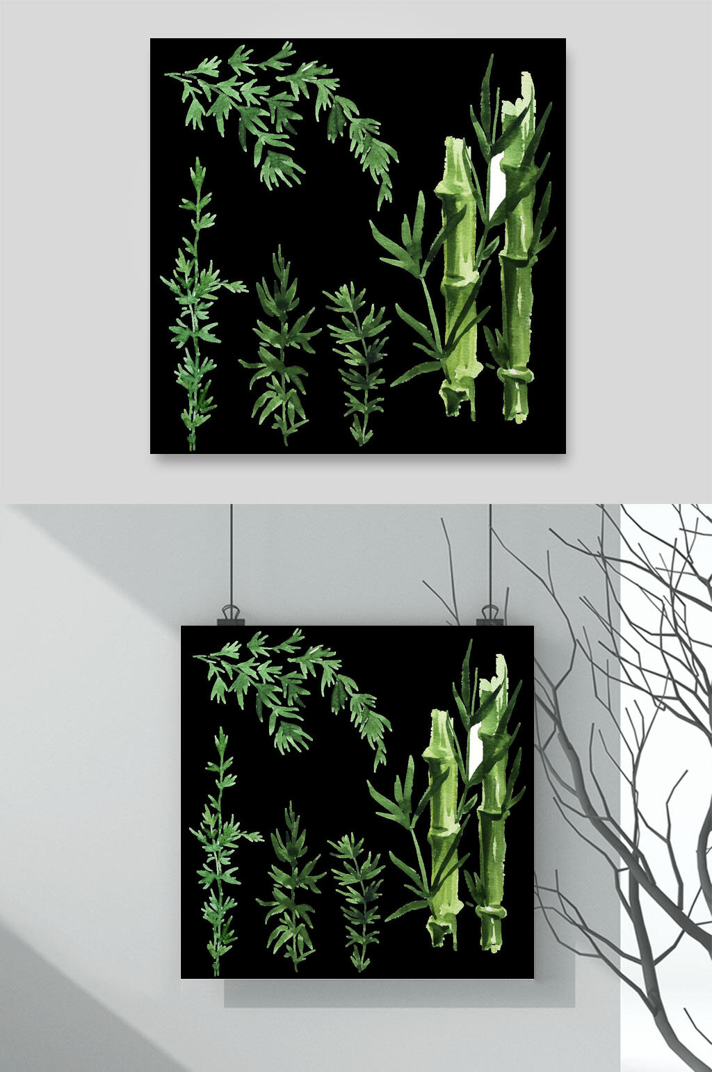 绿色植物竹子边框矢量素材素材