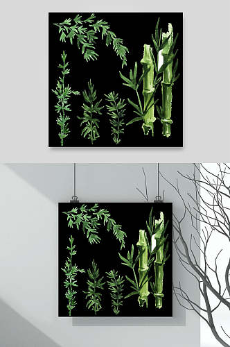绿色植物竹子边框矢量素材