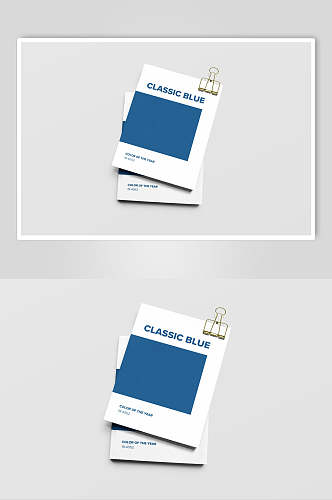 简约古典蓝封面品牌VI设计产品展示样机
