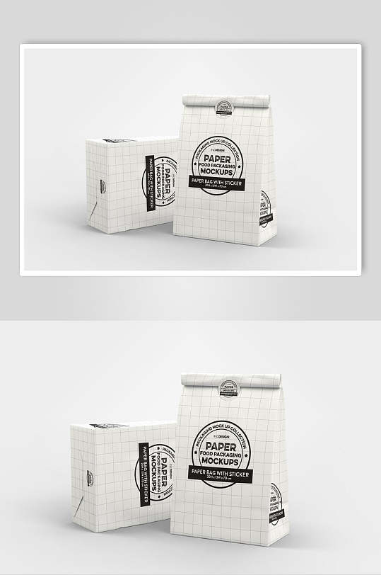 简约纸盒纸袋包装LOGO展示样机效果图