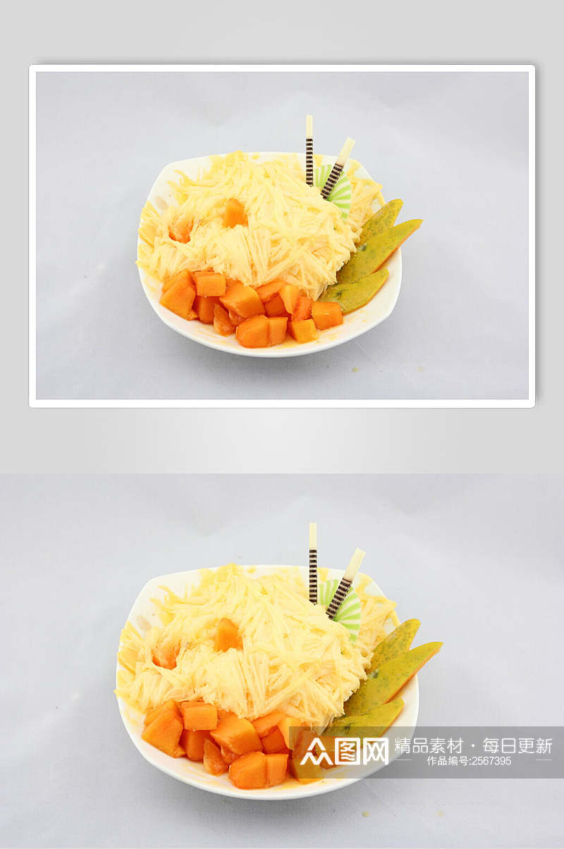 芒果绵绵冰食品图片素材
