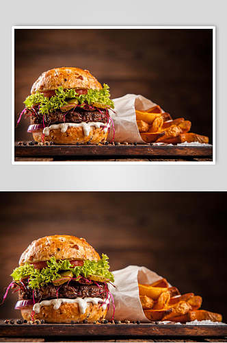 招牌汉堡饮食品图片