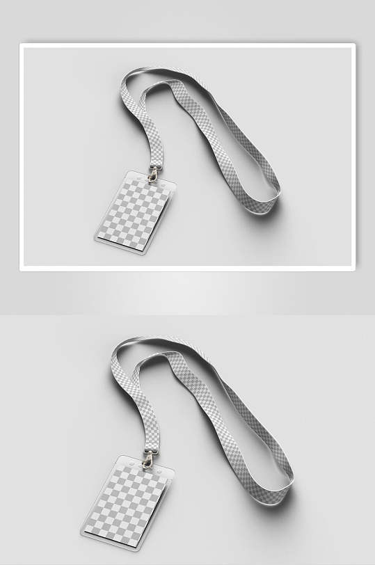 灰色工牌工作证俯视面样机-众图网