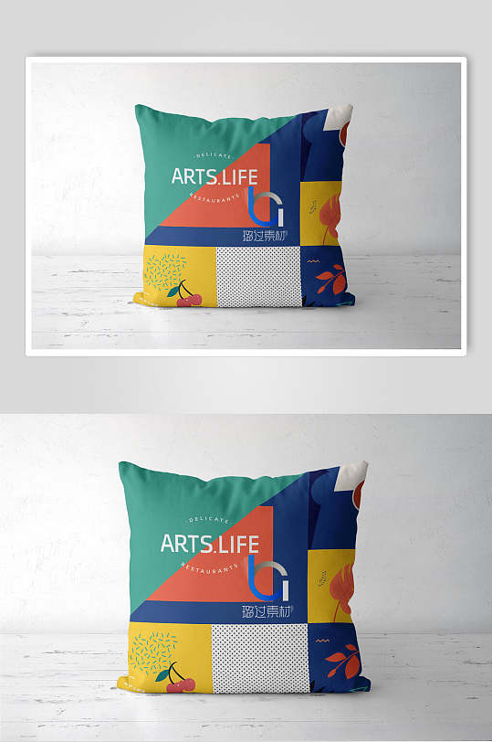 几何拼接抱枕样机-众图网