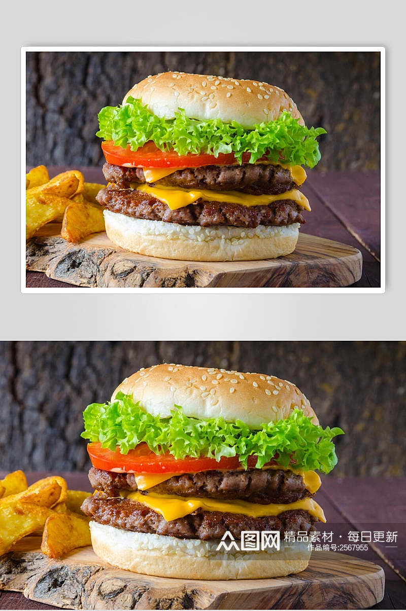 时尚芝士牛肉汉堡餐饮图片素材