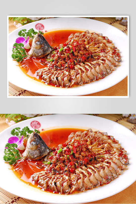 腊八豆蒸鲳鱼食品高清图片