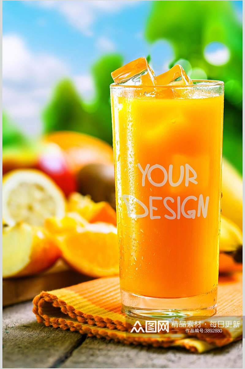 夏日橙汁饮料杯样机素材