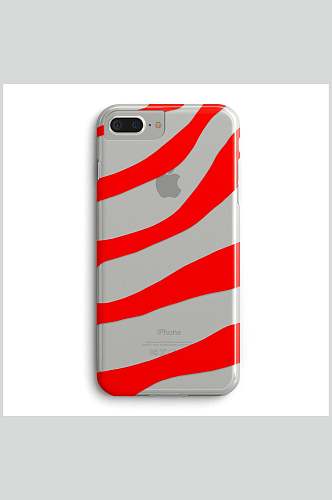 透明红色条纹苹果手机保护壳样机