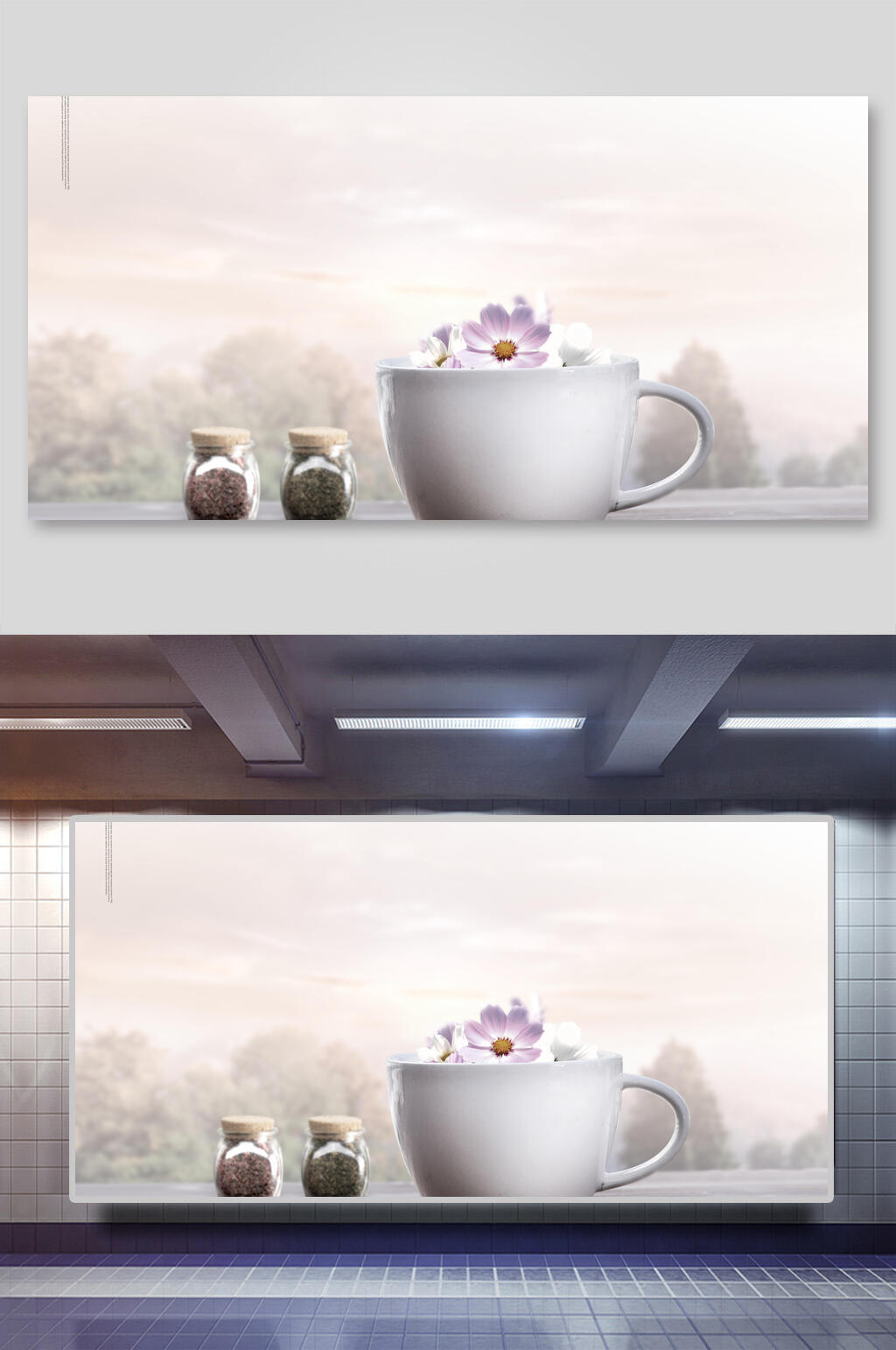 自然花茶茶艺清新海报背景素材素材