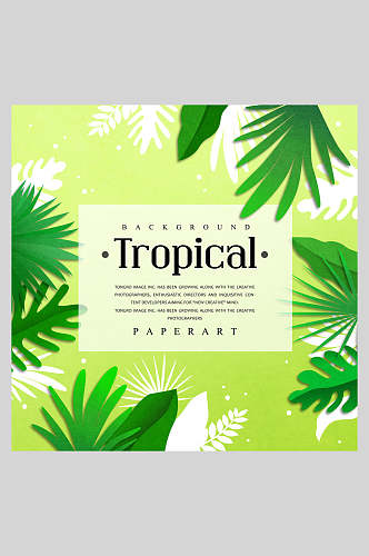 清新热带植物背景海报