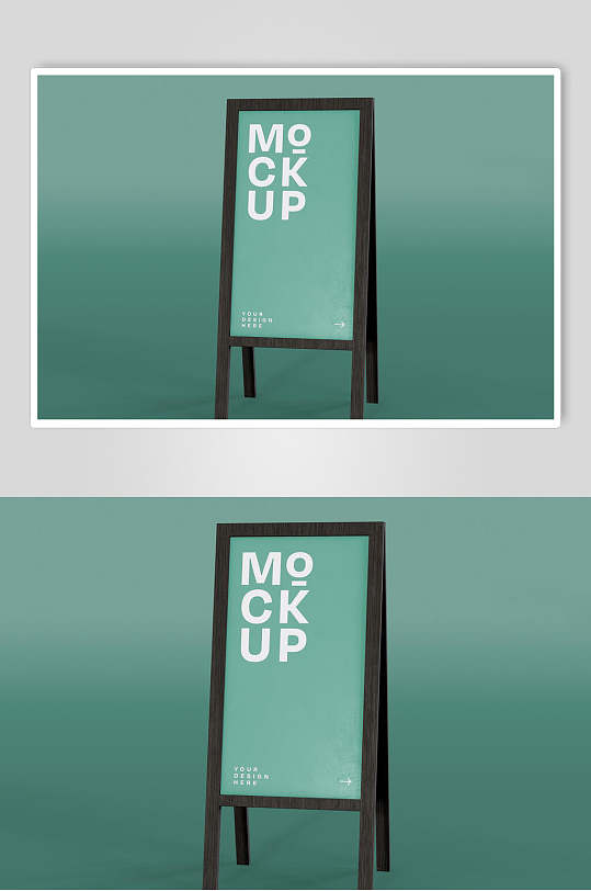 极简蓝色展架立牌海报样机