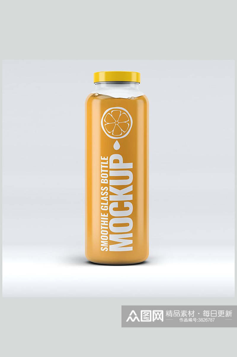 橙色饮料瓶子样机设计素材