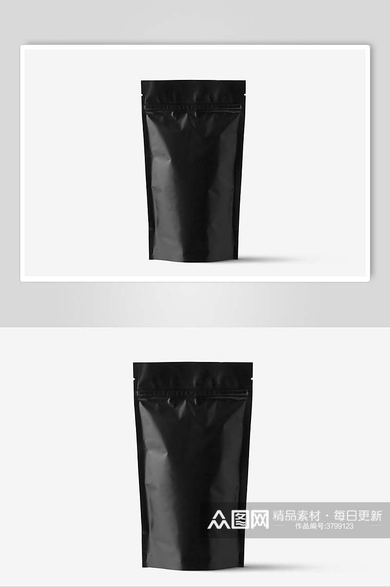 极简黑色袋装包装样机素材