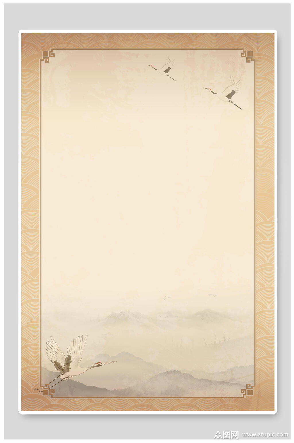 简约中国风中式山水画水墨背景素材