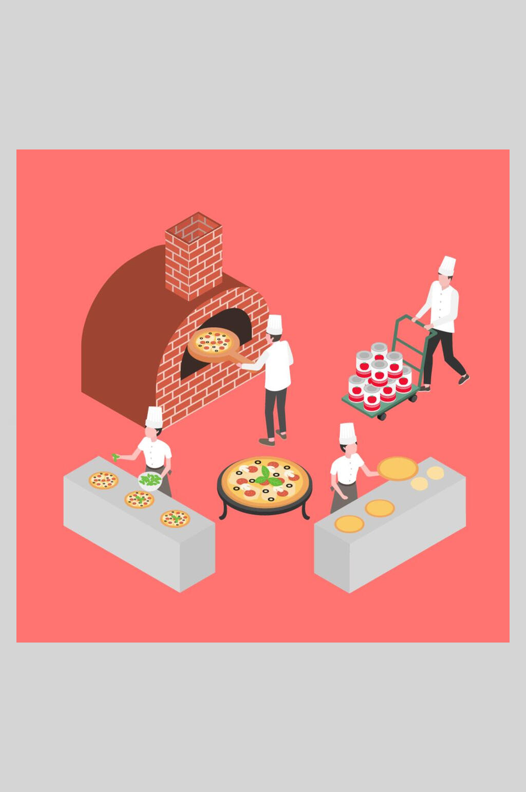 披萨美食插画矢量素材素材