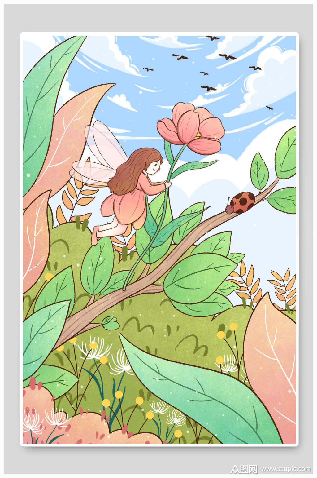 水彩植物立春插画素材模板下载-编号2549121-众图网