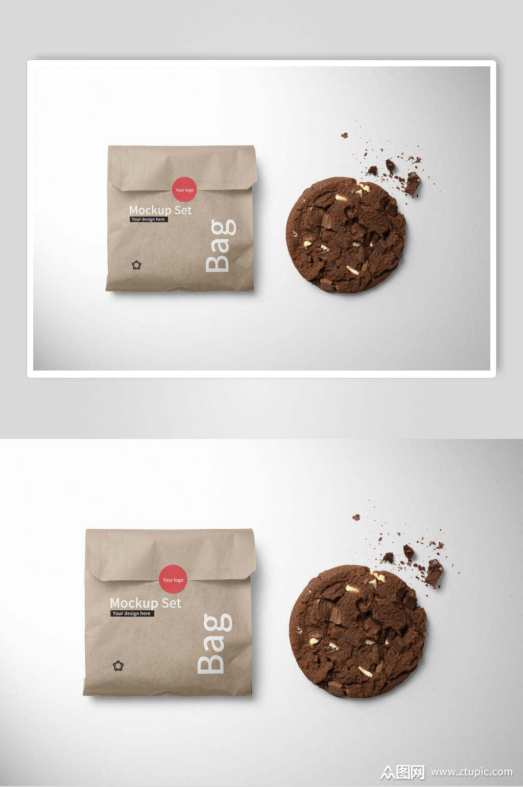棕色食品纸袋包装样机模板下载-编号3875452-众图网