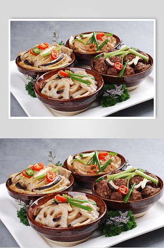 陕南蒸四碗食品摄影图片