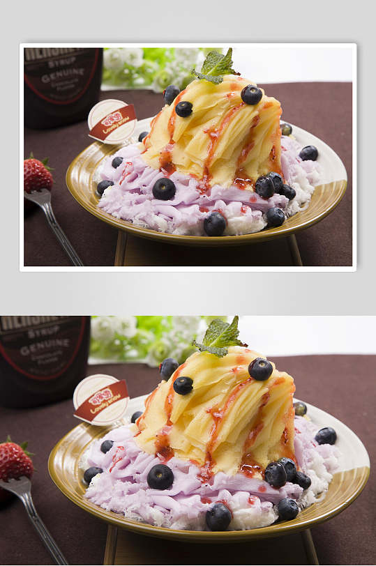 蓝莓绵绵冰食品高清图片