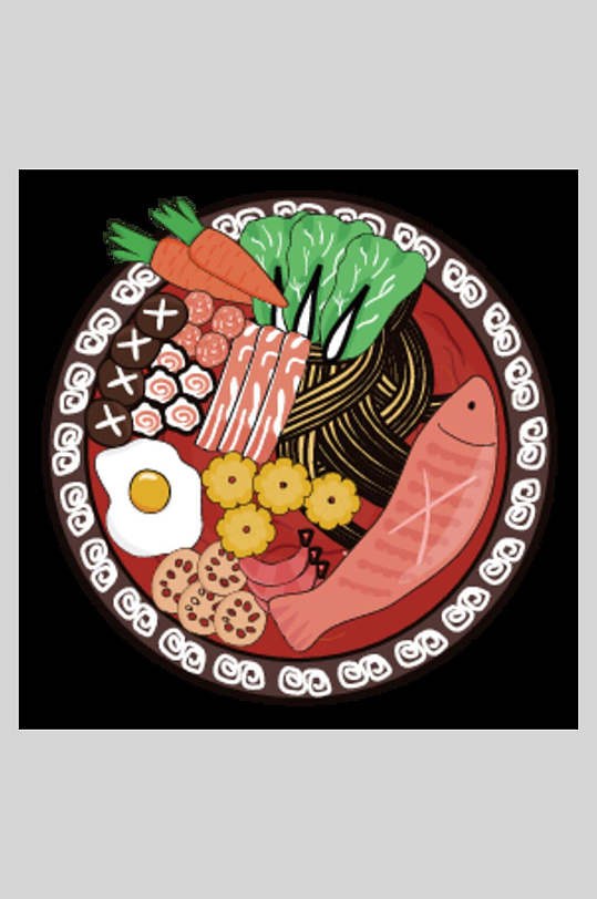 创意料理寿司美食插画素材