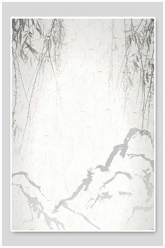 中国风中式山水画水墨柳树背景素材