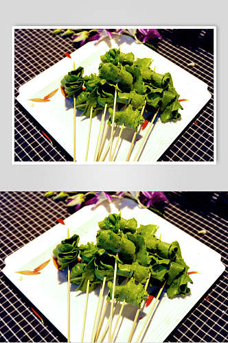 青菜烧烤串串美食高清图片