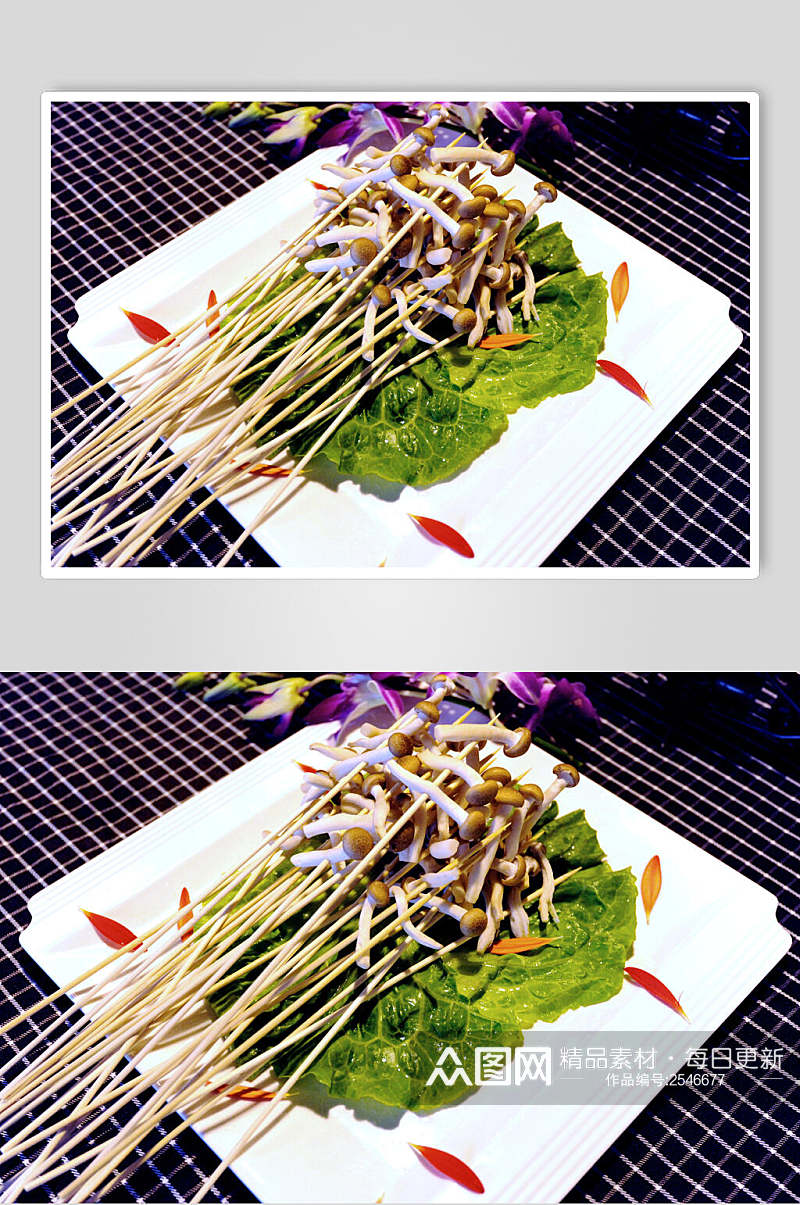 菌子烧烤串串美食摄影图片素材
