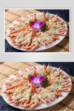 蒜茸蒸开边虾食品高清图片