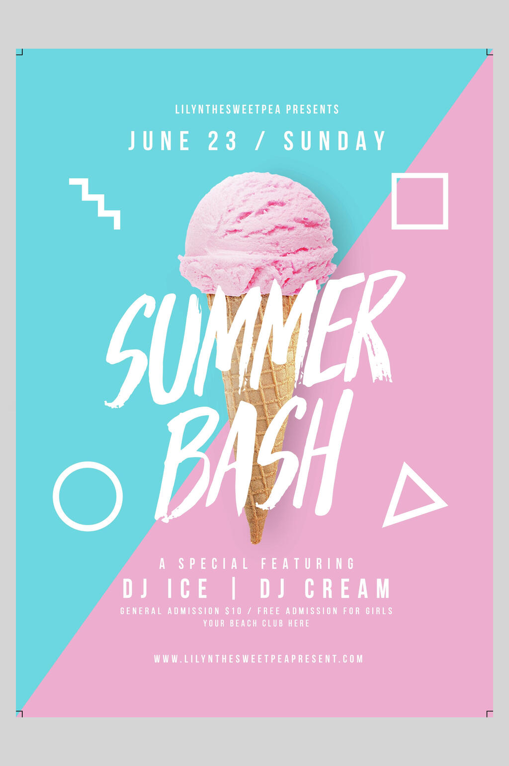 粉蓝色冰淇淋清新时尚海报素材