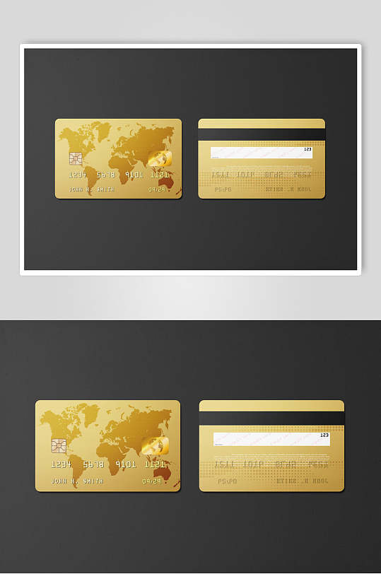 两面银行卡信用卡设计样机