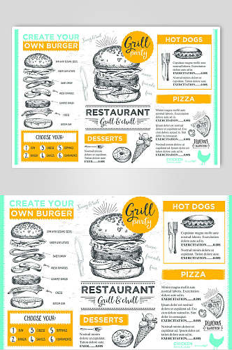 汉堡西餐厅美食菜单海报