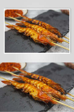 大虾烧烤串串美食摄影图片