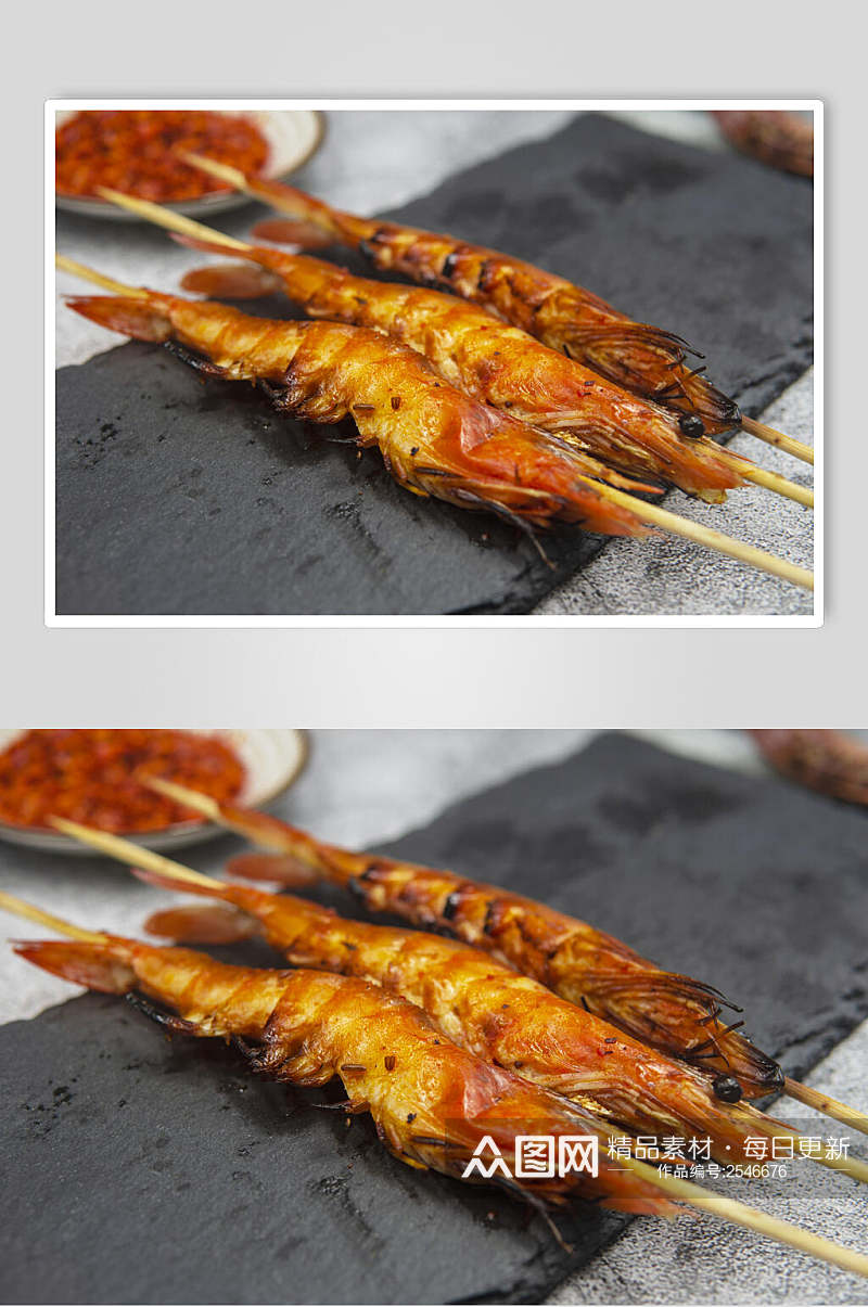 大虾烧烤串串美食摄影图片素材