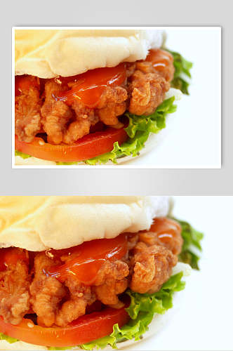 鸡排汉堡食品摄影图片