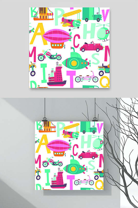 潜艇卡通动物交通工具矢量素材