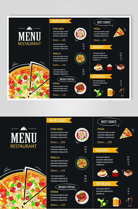 披萨食品西餐厅美食菜单海报