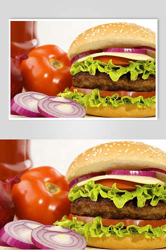 健康美味牛肉汉堡餐饮图片